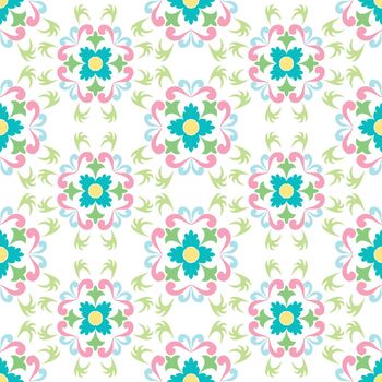 seamless flowers pattern isolated on white, vector art illustration