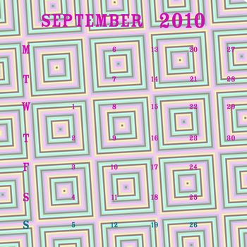 september 2010 calendar, vector art illustration