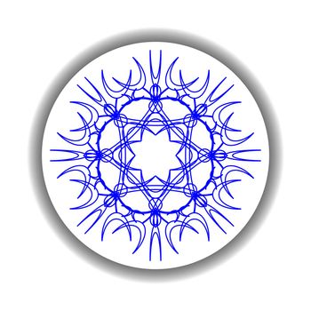 snow flake medallion over white background, abstract vector art illustration