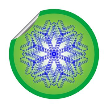 snow flake sticker isolated on white, vector art illustration