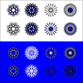 snow flakes collection, vector art illustration; easy to change collors