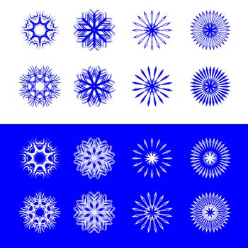 snow flakes collection, vector art illustration; easy to change colors
