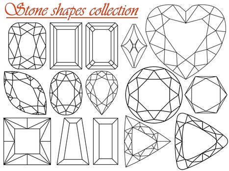 stone shapes collection against white background, abstract vector art illustration