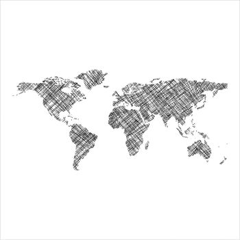 striped black world map, abstract art illustration