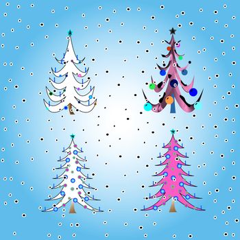 stylized christmas trees, vector art illustration