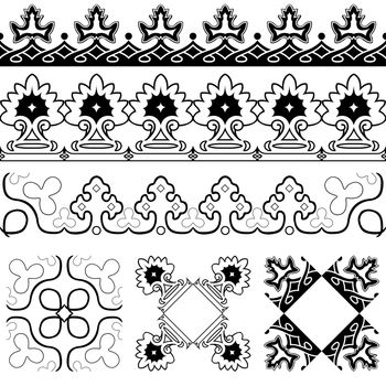 symmetrical design elements against white background, abstract vector art illustration