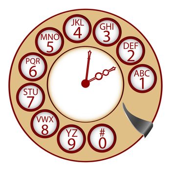 the telephone clock concept, abstract vector art illustration