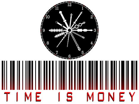 time is money bar code against white background, abstract vector art illustration