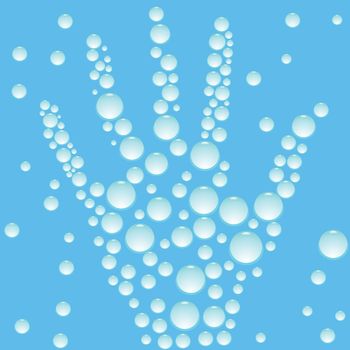 water hand, abstract composition; vector art illustration