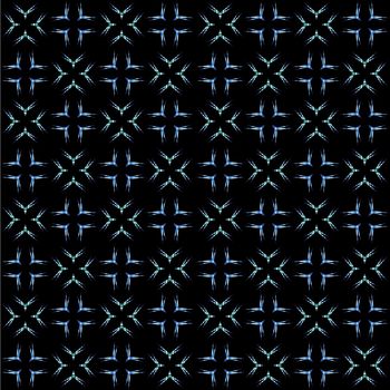 white and blue seamless pattern on black background, vector art illustration