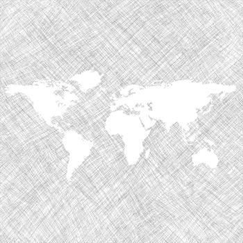 white world map over grunge stripes, abstract art illustration