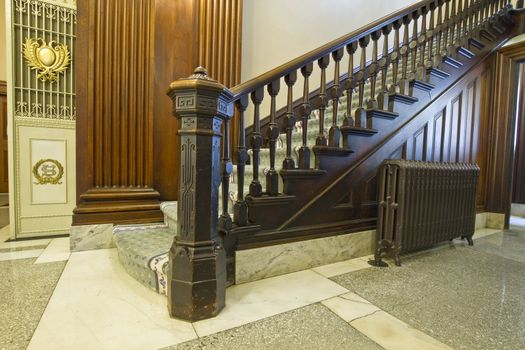 Staircase inside historic Pioneer Courthouse Portland Oregon