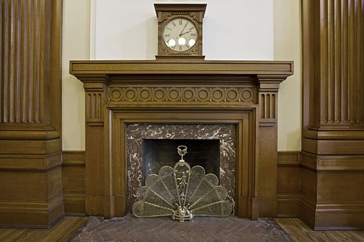 Antique Fireplace in Historic Courthouse Building Portland Oregon