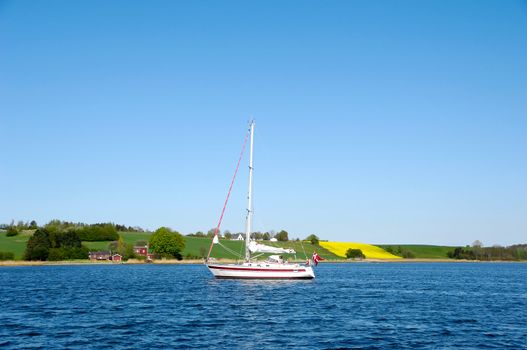 Sailboat at sea. Taken on a sunny day