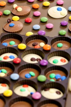still life of chocolate with smarties