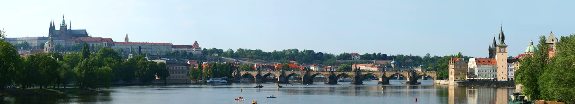 Panorama of the Prague Castle and Charles Bridge, Prague, Czech Republic