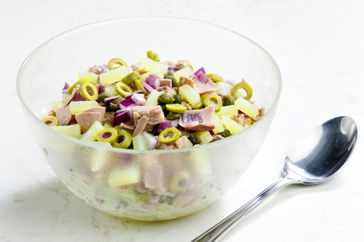 Mediterranean potato salad with tuna fish
