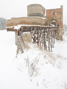 Krakovec Castle in winter, Czech Republic