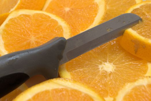 oranges being sliced