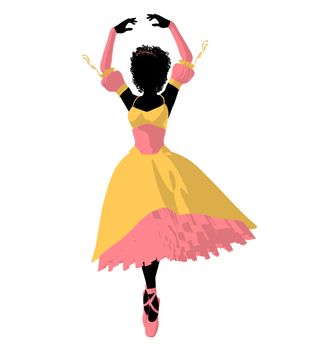 African american ballerina silhouette on a white background