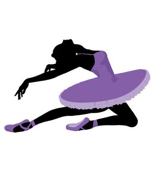 African american ballerina silhouette on a white background