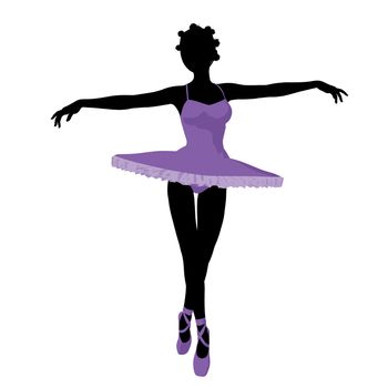 African american ballerina silhouette on a white background