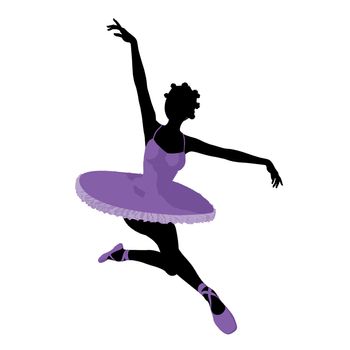 African american ballerina silhouette on a white background