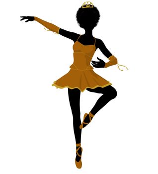 African american ballerina silhouette on a white background