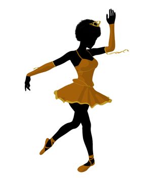 African american ballerina silhouette on a white background