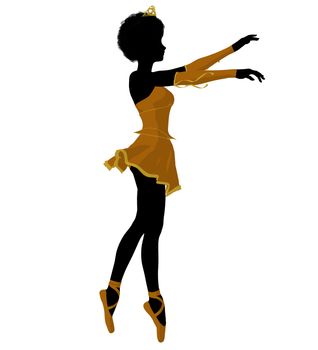 African american ballerina silhouette on a white background