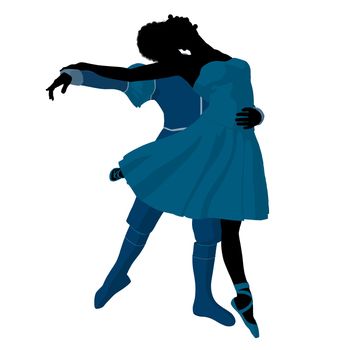 African american ballet couple silhouette on a white background