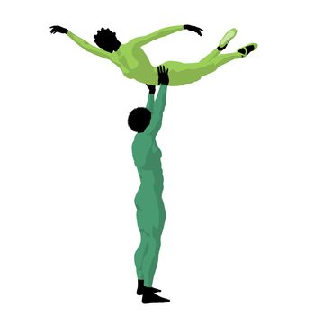 African american ballet couple silhouette on a white background