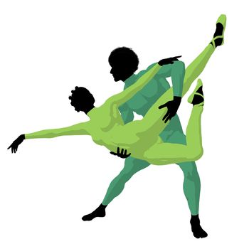 African american ballet couple silhouette on a white background