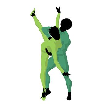 African american ballet couple silhouette on a white background