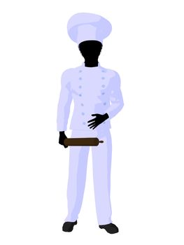 African american chef silhouette on a white background