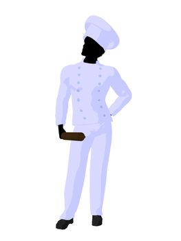 African american chef silhouette on a white background