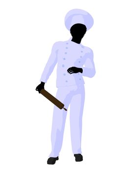 African american chef silhouette on a white background