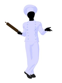 African american chef silhouette on a white background