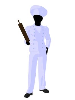 African american chef silhouette on a white background