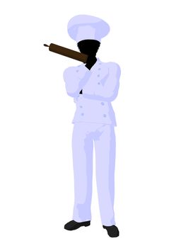 African american chef silhouette on a white background