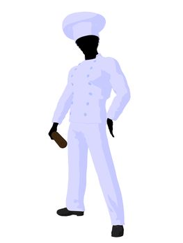 African american chef silhouette on a white background