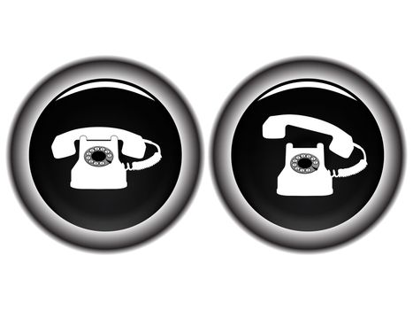 telephone black icons against white background, abstract vector art illustration