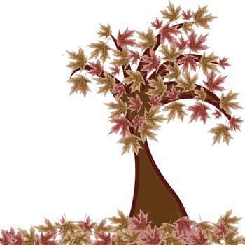 autumn tree against white background, abstract vector art illustration