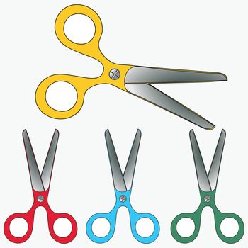 scissors collection against white background, abstract vector art illustration