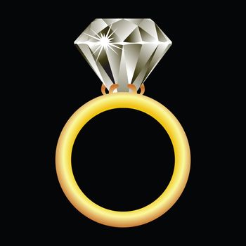 diamond ring against black background, abstract vector art illustration