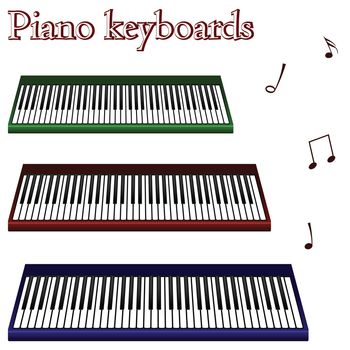 piano keyboards against white background, abstract vector art illustration