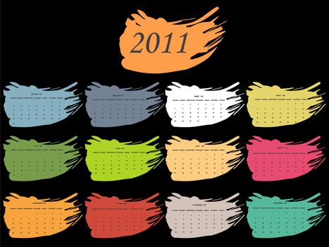 color spot calendar for 2011, abstract vector art illustration