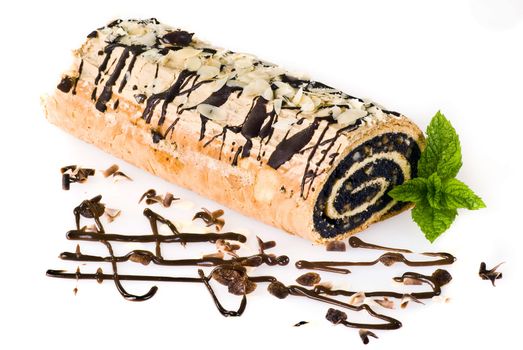 Poppy seed cake isolated over white background