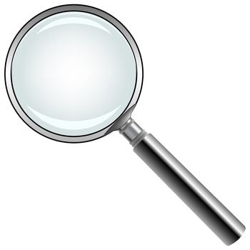 magnifying glass against white background, abstract vector art illustration