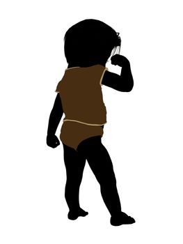 Male infant toddler silhouette on a white background
